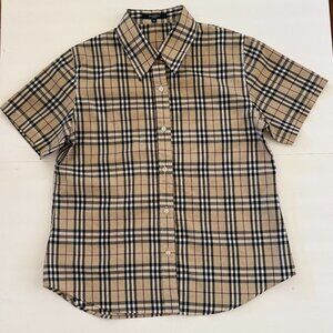 Burberry Check 100% Cotton Boys Short Sleeve Button Down